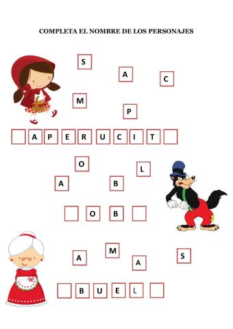 Completa los nombres