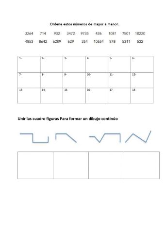 Ordenar numeros y fichas