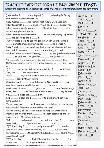 Past simple tense practice