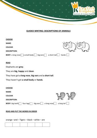 Guided Writing - description of elephants