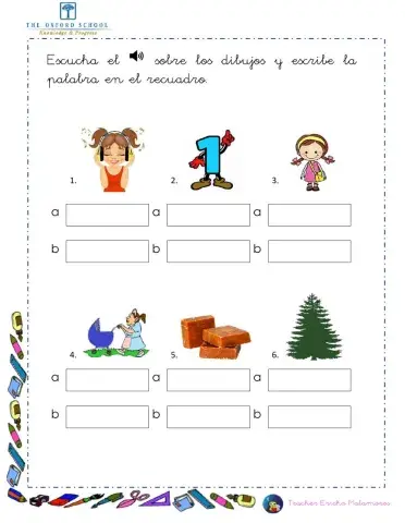 Escribir palabras con na ne ni no nu