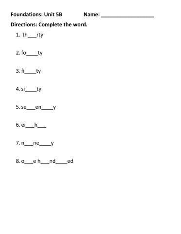 Foundations Unit 5B