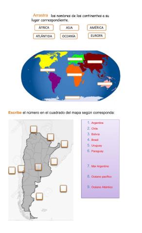 Continentes - Países limítrofes de Argentina