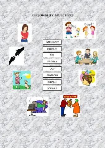 Personality adjectives