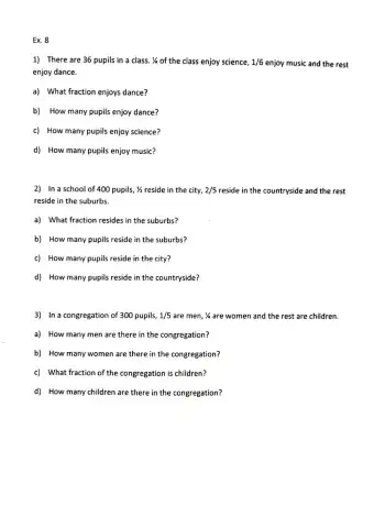 Fractions Word Questions