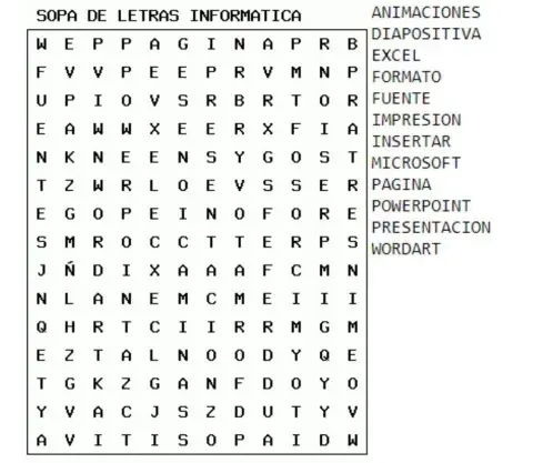 Sopa de letras INFORMATICA