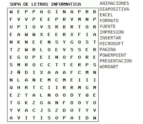 Sopa de letras INFORMATICA
