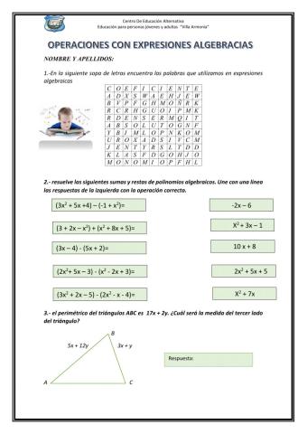 Operaciones con expresiones algebraicas