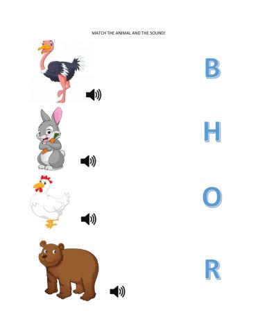 Match the animal and the sound