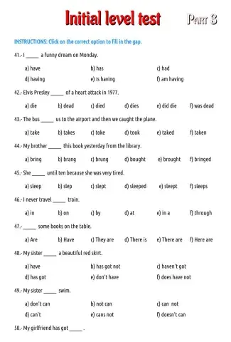Initial level test - part 3