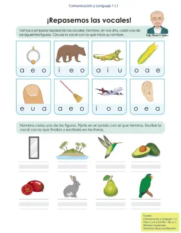 Comunicación y Lenguaje 1 L1 - Paso 2, p 5 - Repasemos las vocales