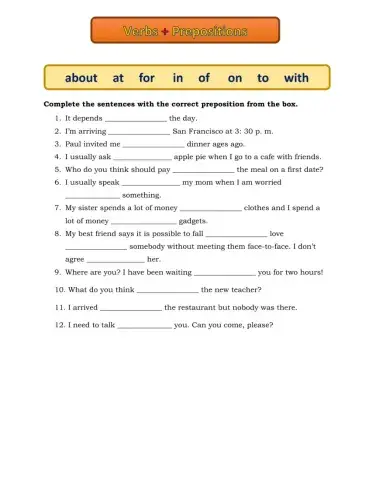 Verbs + prepositions