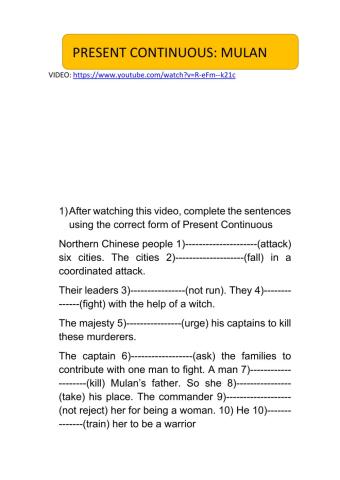 Present Continuous: Test 1