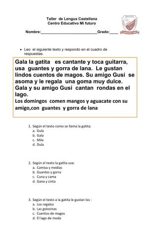 TALLER DE LENGUA CASTELLANA GA GO GU