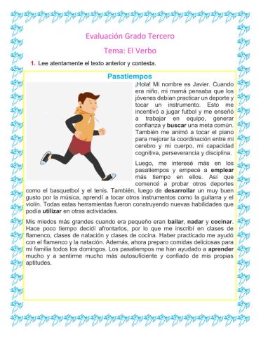 Evaluación español -- el verbo