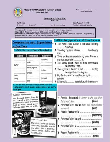 Comparative and superlative adjectives