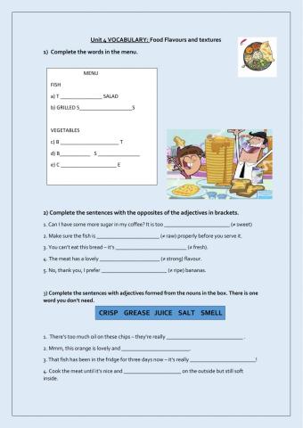 Unit 4  vocabulary about food