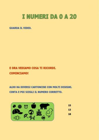 I numeri da 0 a 20-esercizi