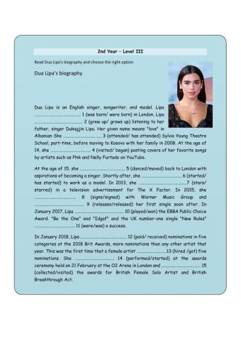 2nd Year – Biography – Level III