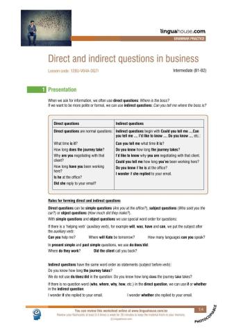 Indirect Questions at work