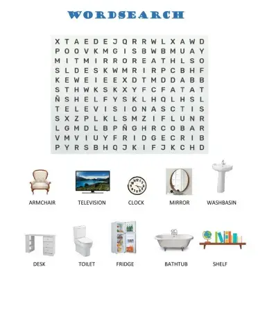 Objects in the house - Wordsearch