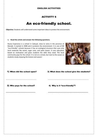 An eco-friendly school WEEK 1 PROJECT 1