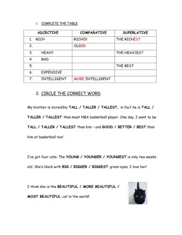 Comparatives Superlatives