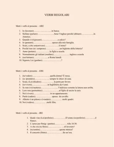 Verbi regolari