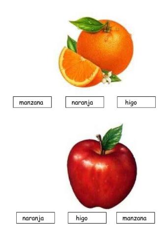 Aprende a leer vocabulario frutas.