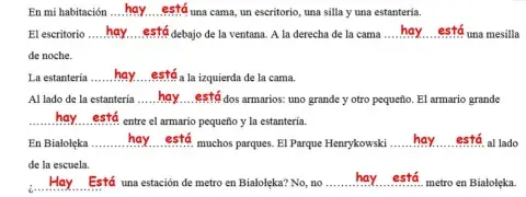 HAY o ESTÁ nivel A1