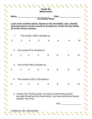 Divisibility Rules