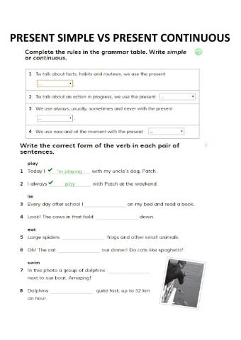 Preset simple vs present continuous