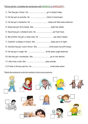 Giving advice + illnesses - SHOULD and SHOULDN'T