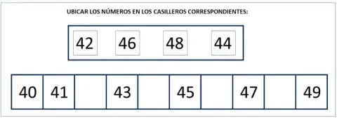 Completar la tira numérica 40 al 49