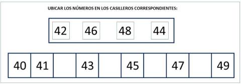 Completar la tira numérica 40 al 49