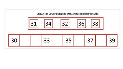 Completar la tira numérica del 30 al 39