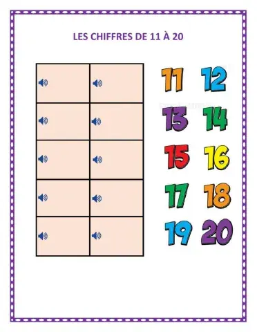 Les chiffres de 11 à 20