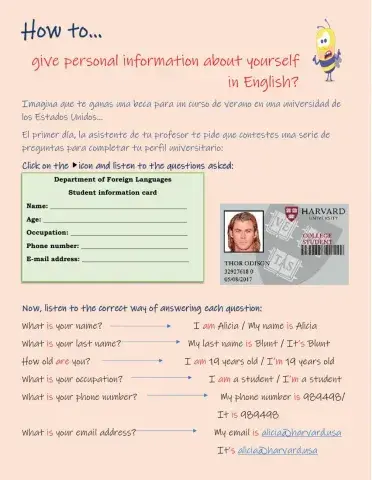 How to give personal information about yourself