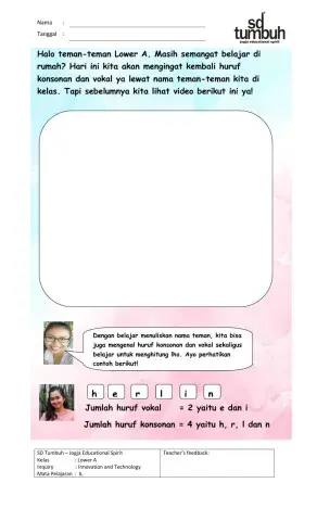 Huruf Vokal dan Konsonan Nama Teman
