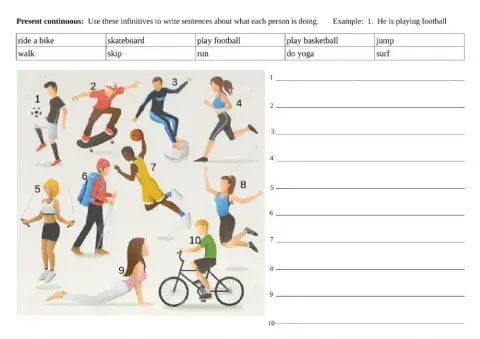 Present continuous - He is playing football