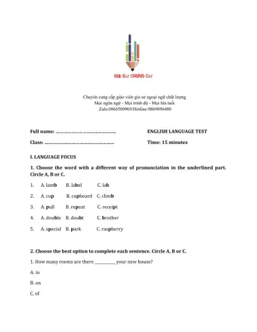 Lớp 6 - Unit 3 MY FRIENDS-LANGUAGE FOCUS