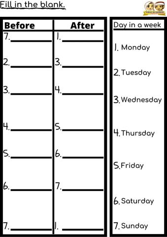ENG : Day in a week (before and after)