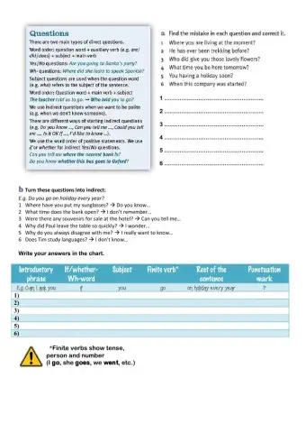 Direct and Indirect questions