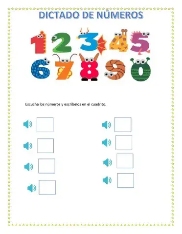 Dictado de números del 40 al 70