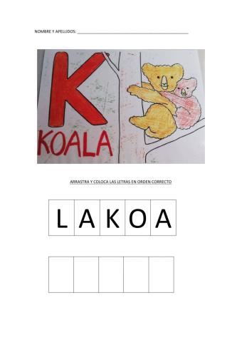 Letras koala