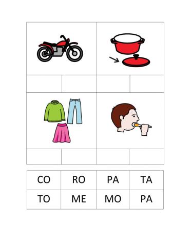 Formar las palabras con las silabas