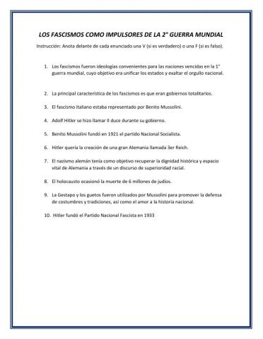 Los fascismos como impulsores de la 2° Guerra Mundial