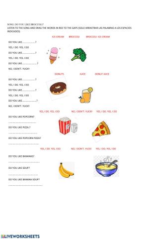 Song activity: do you like broccoli?