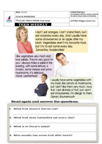 Reading :Food corner