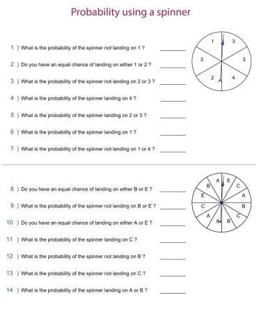 Probability with spinner